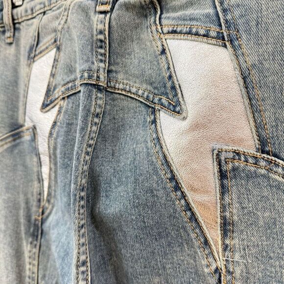 Free People Thunderbird Flare Wide Leg Light Wash Jeans Silver Women's Size 29 - Picture 10 of 15